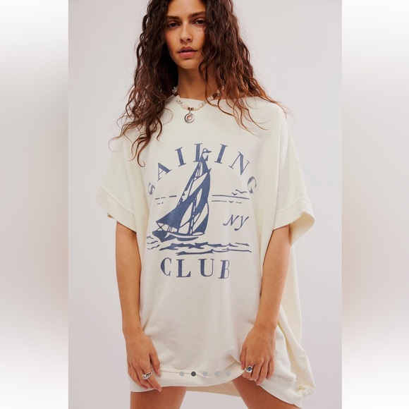 Nwt. Free People x Retrobrand Yacht Club Short Sleeve Sweatahirt - Picture 2 of 6